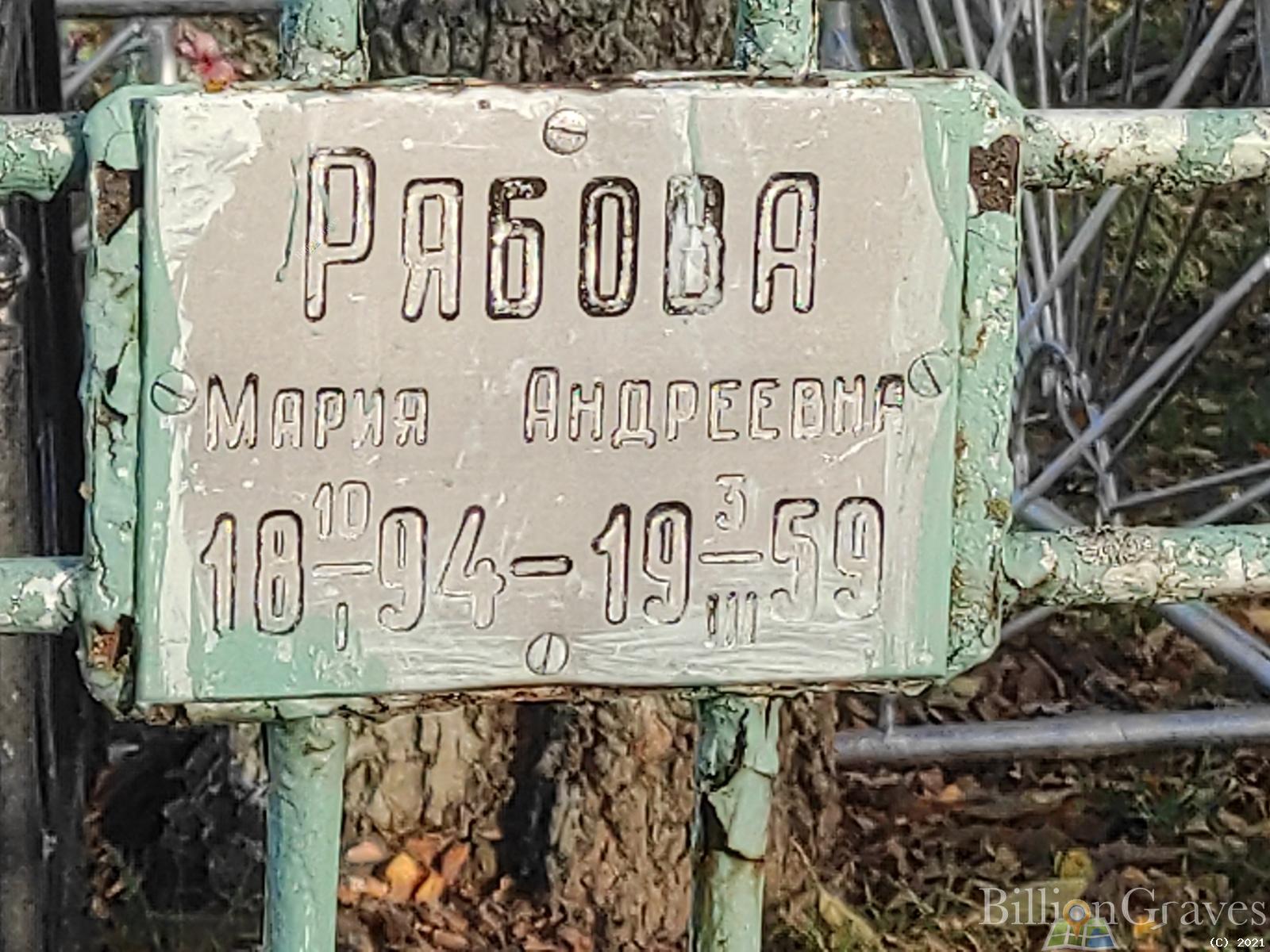 Рябова Мария Андреевна