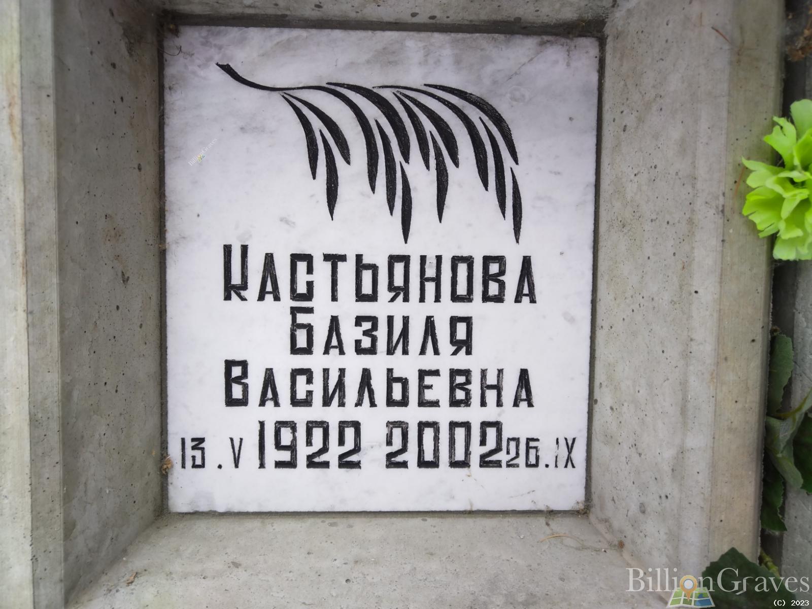 Кастьянова Базиля Васильевна