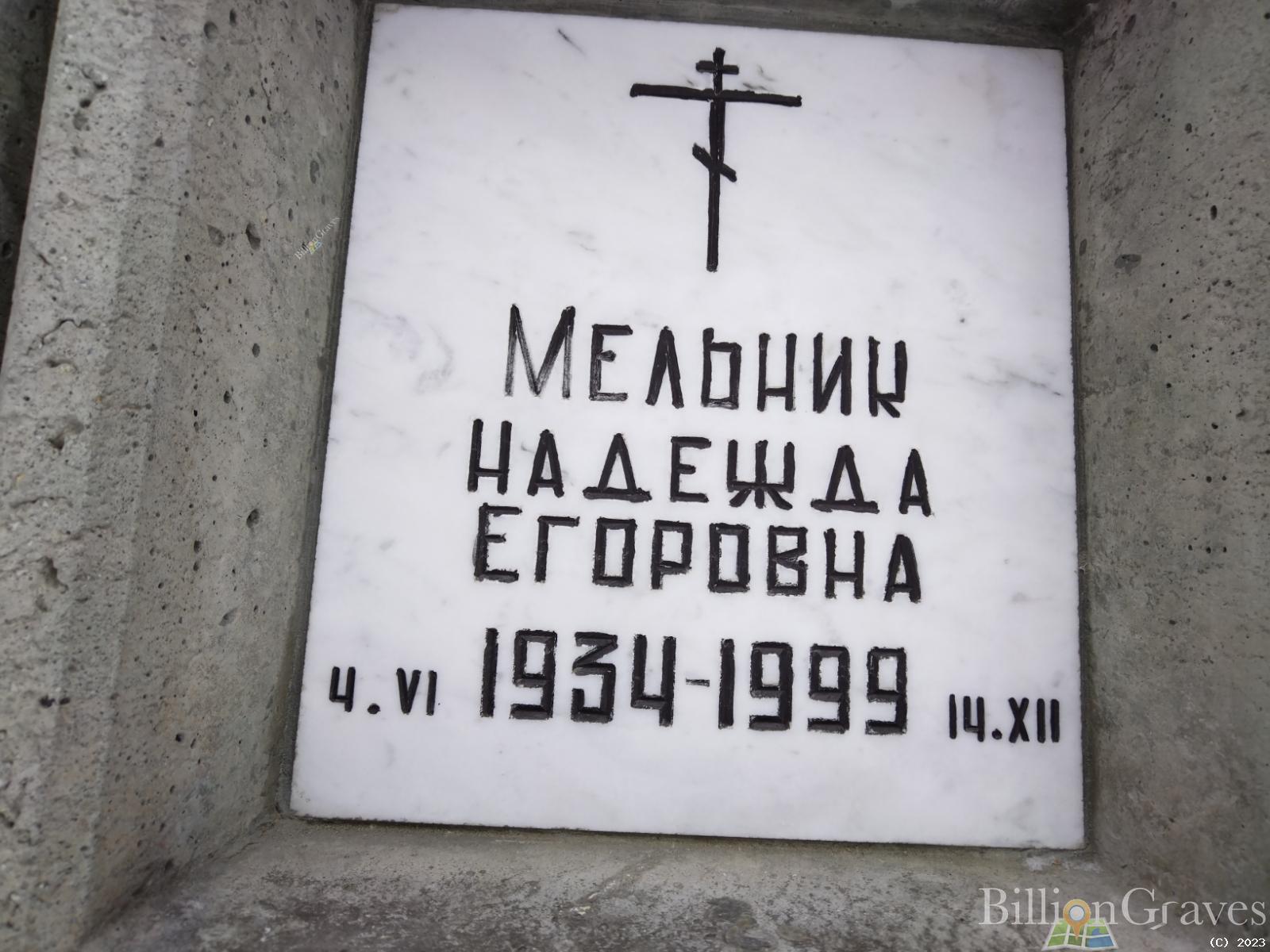 Мельник Надежда Егоровна