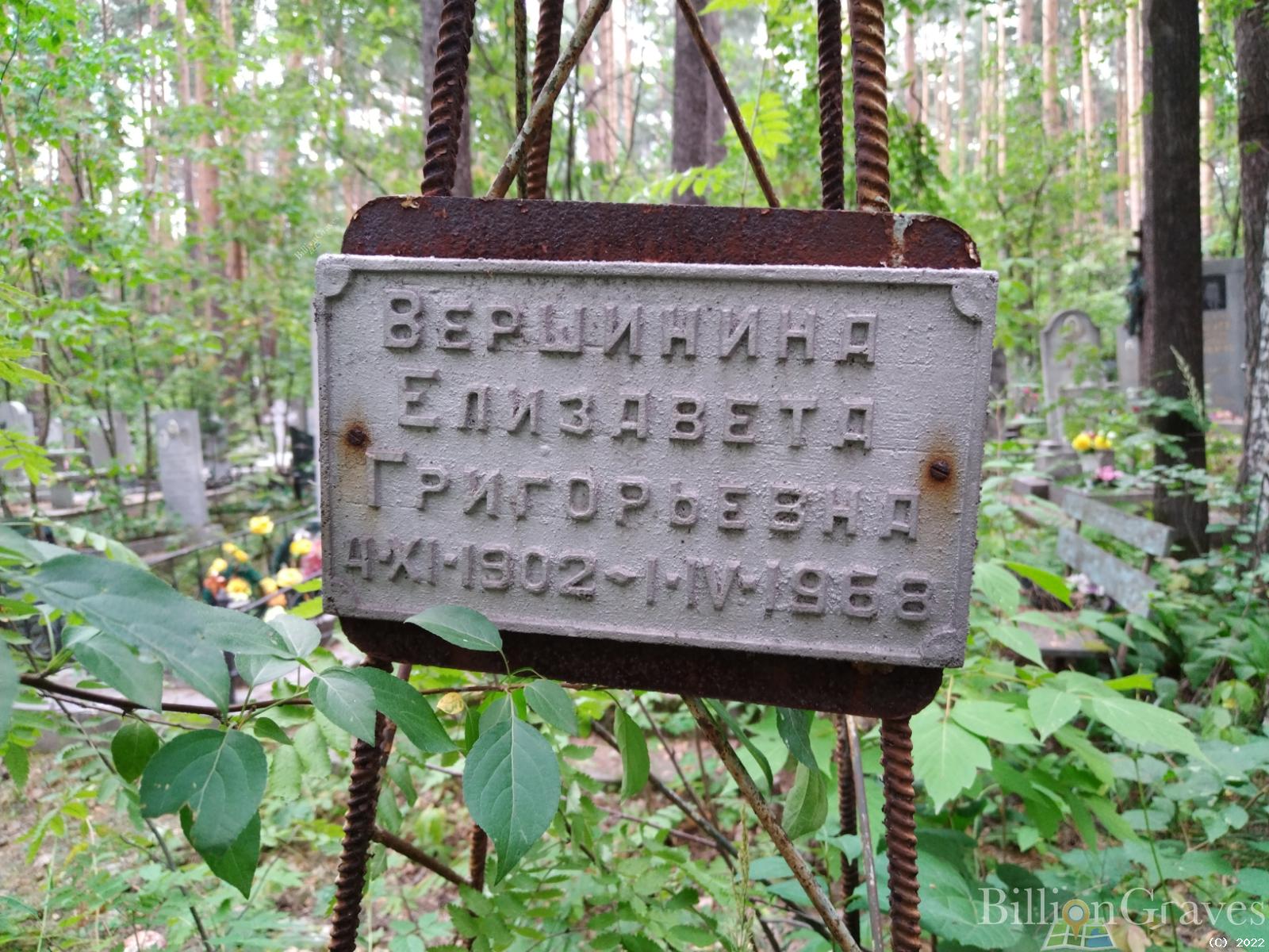 Вершинина Елизавета Григорьевна