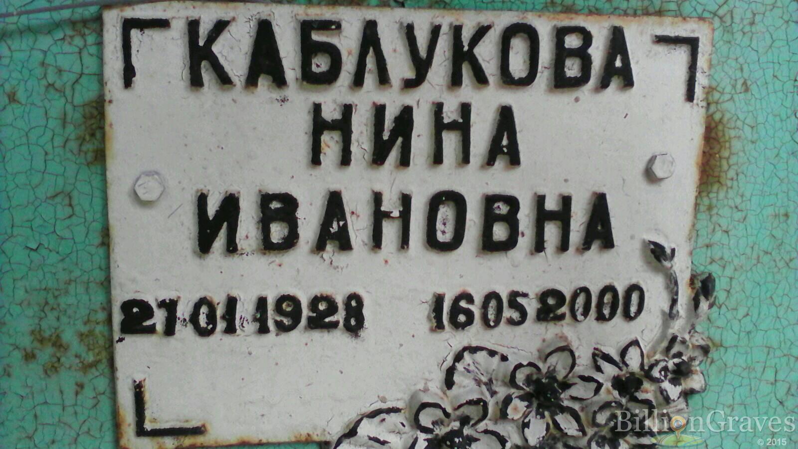 Каблукова Нина ИВановна