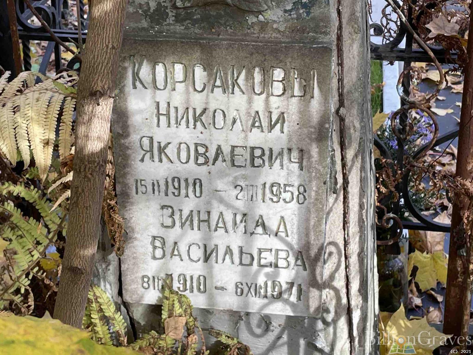 Корсакова Зинаида Васильевна