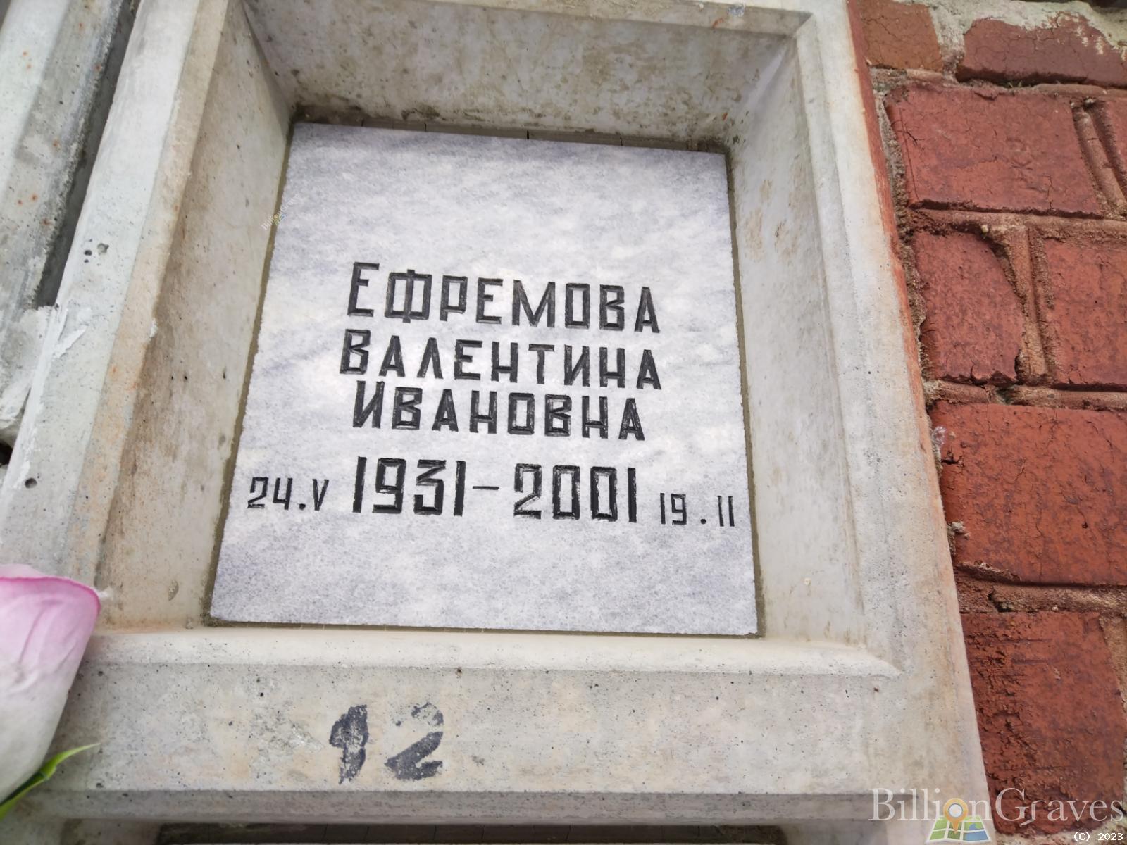 Ефремова Валентина Ивановна