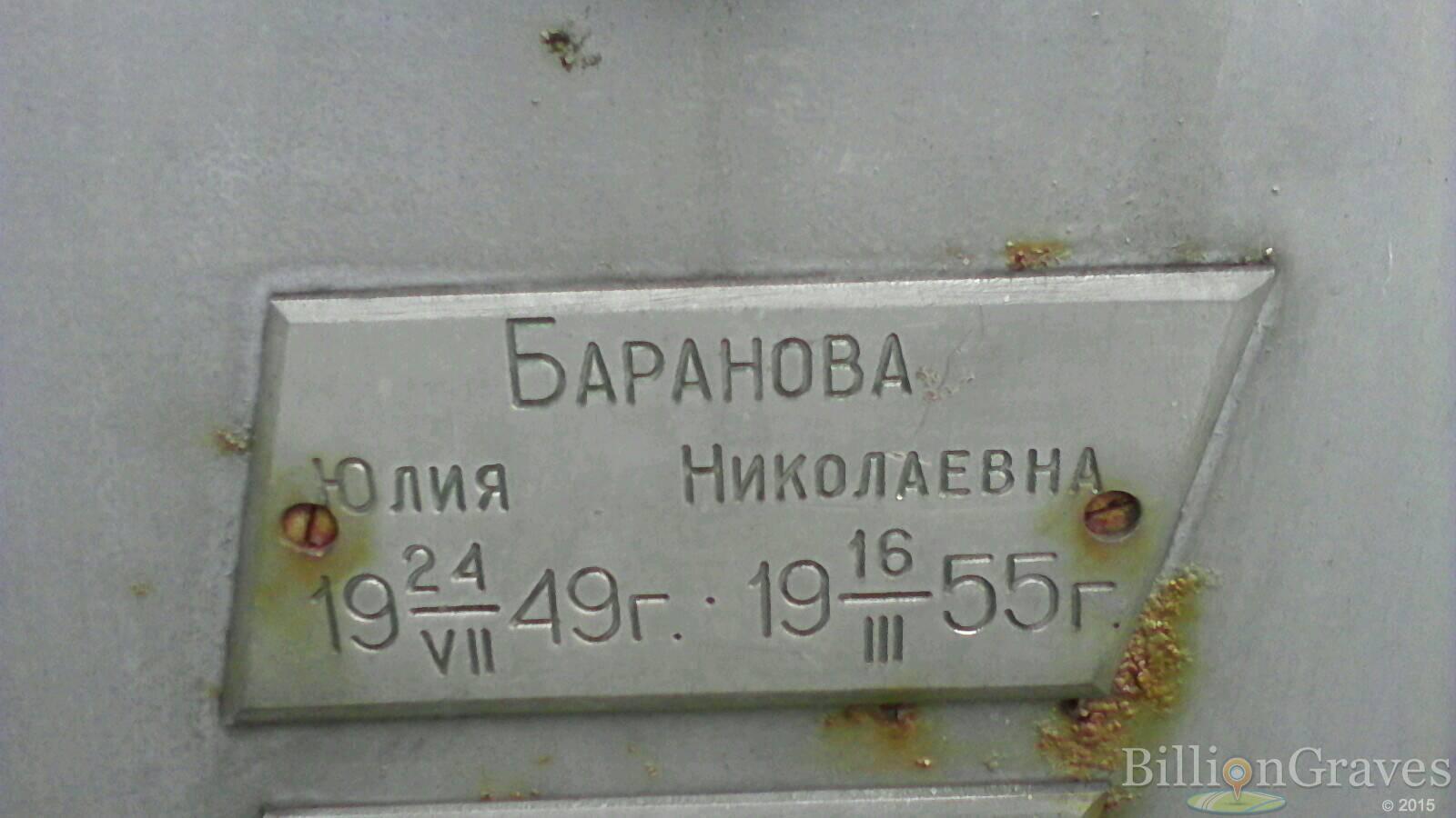 Баранова Юлия Николаевна