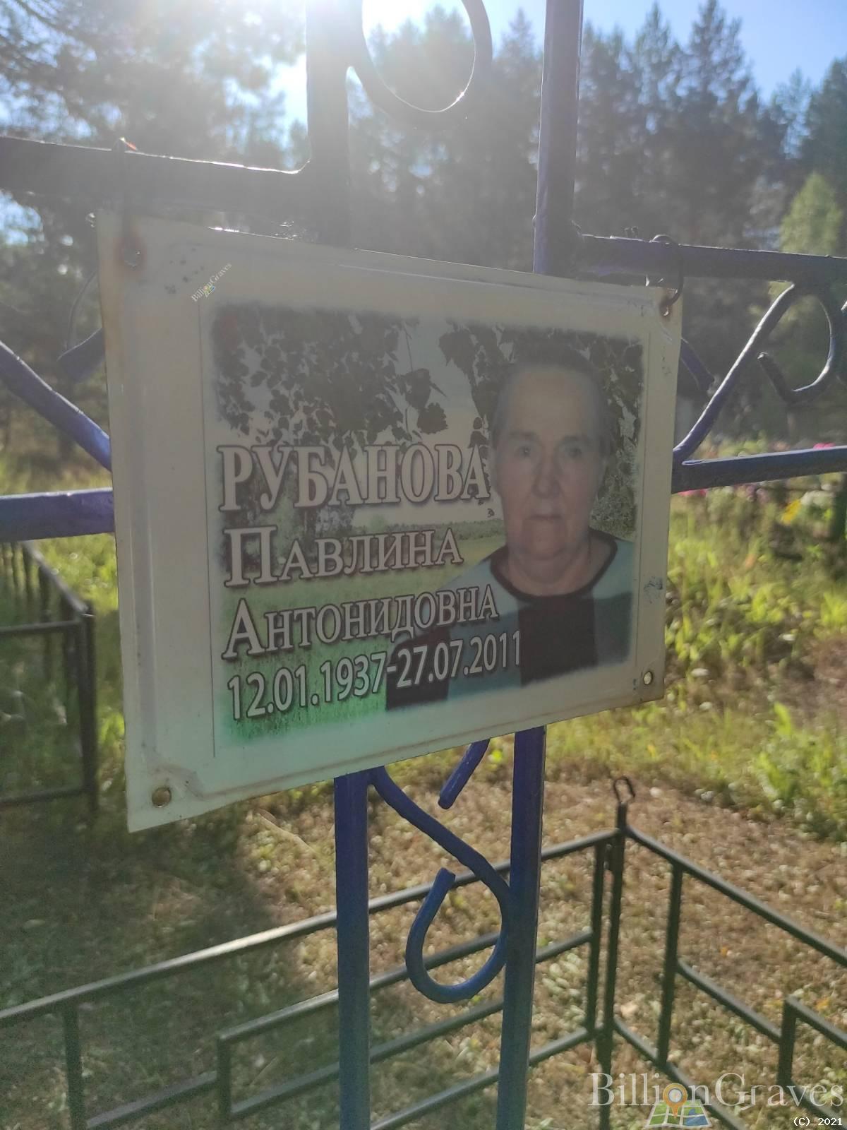 Рубанова Павлина Антонидовна