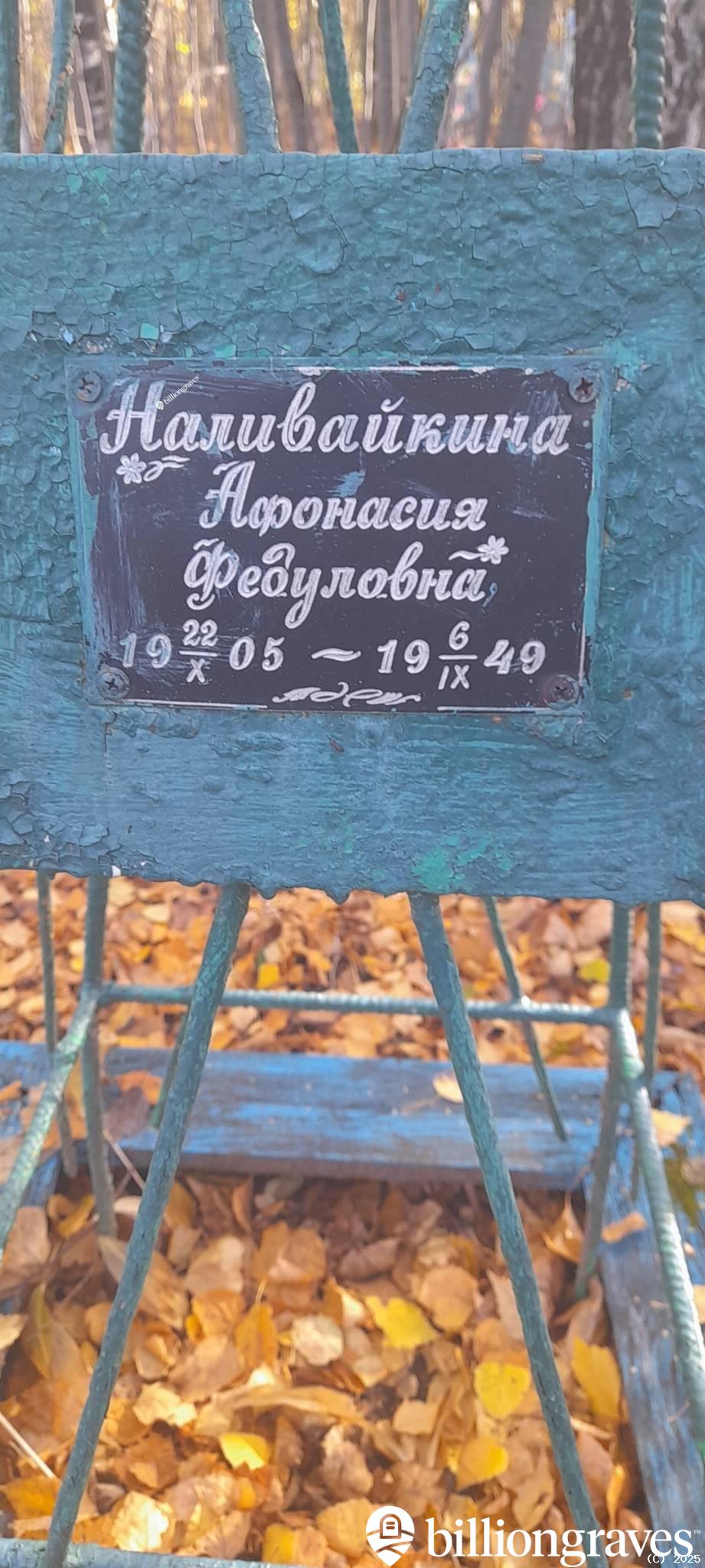 Наливайкина Афонасия Федуловна