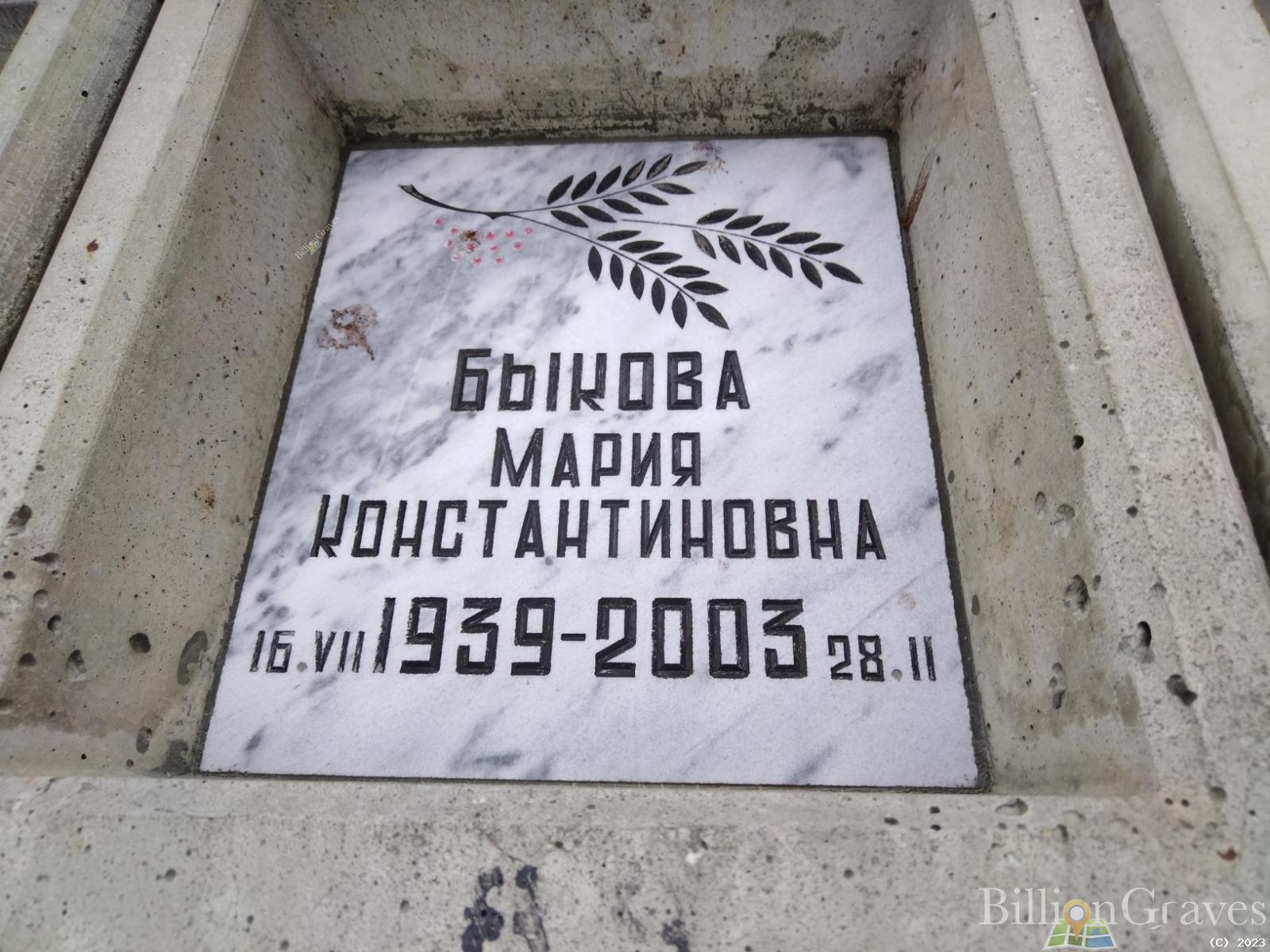 Быкова Мария Константиновна
