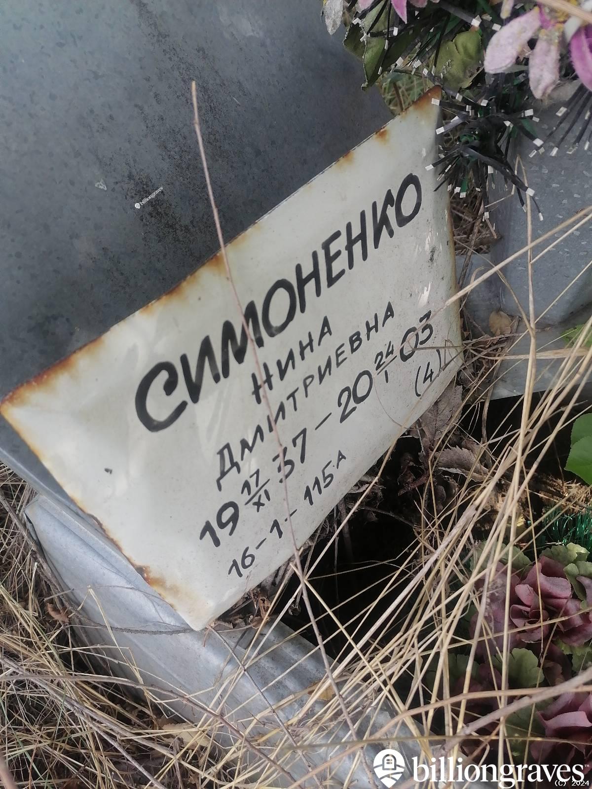 Симоненко Нина Дмитриевна