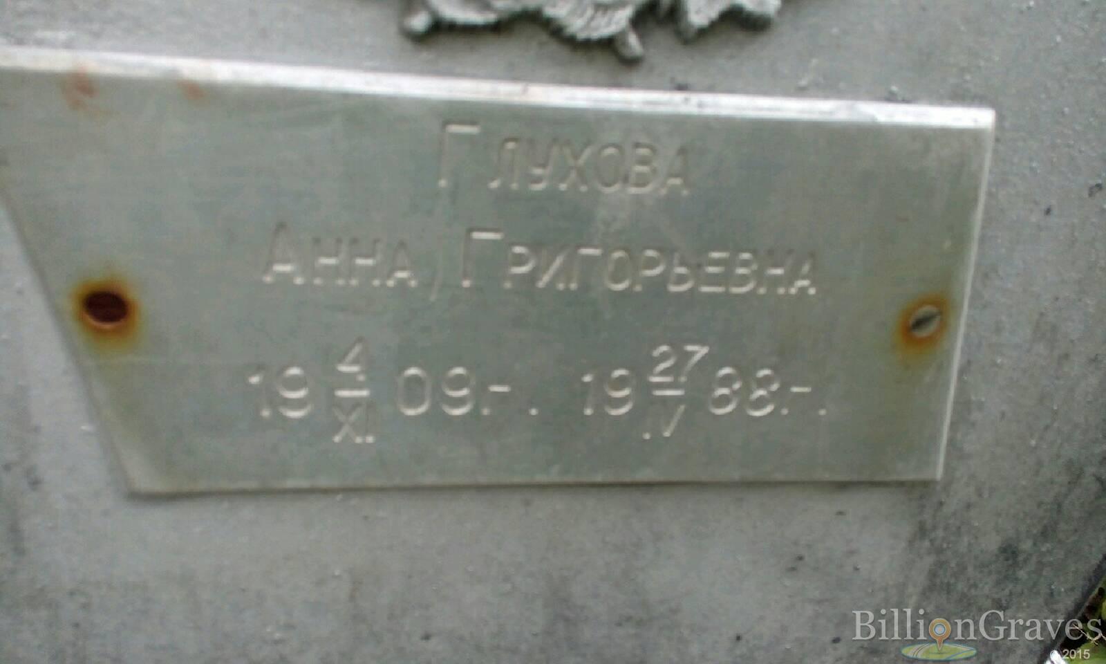 Глухова Анна Григорьевна